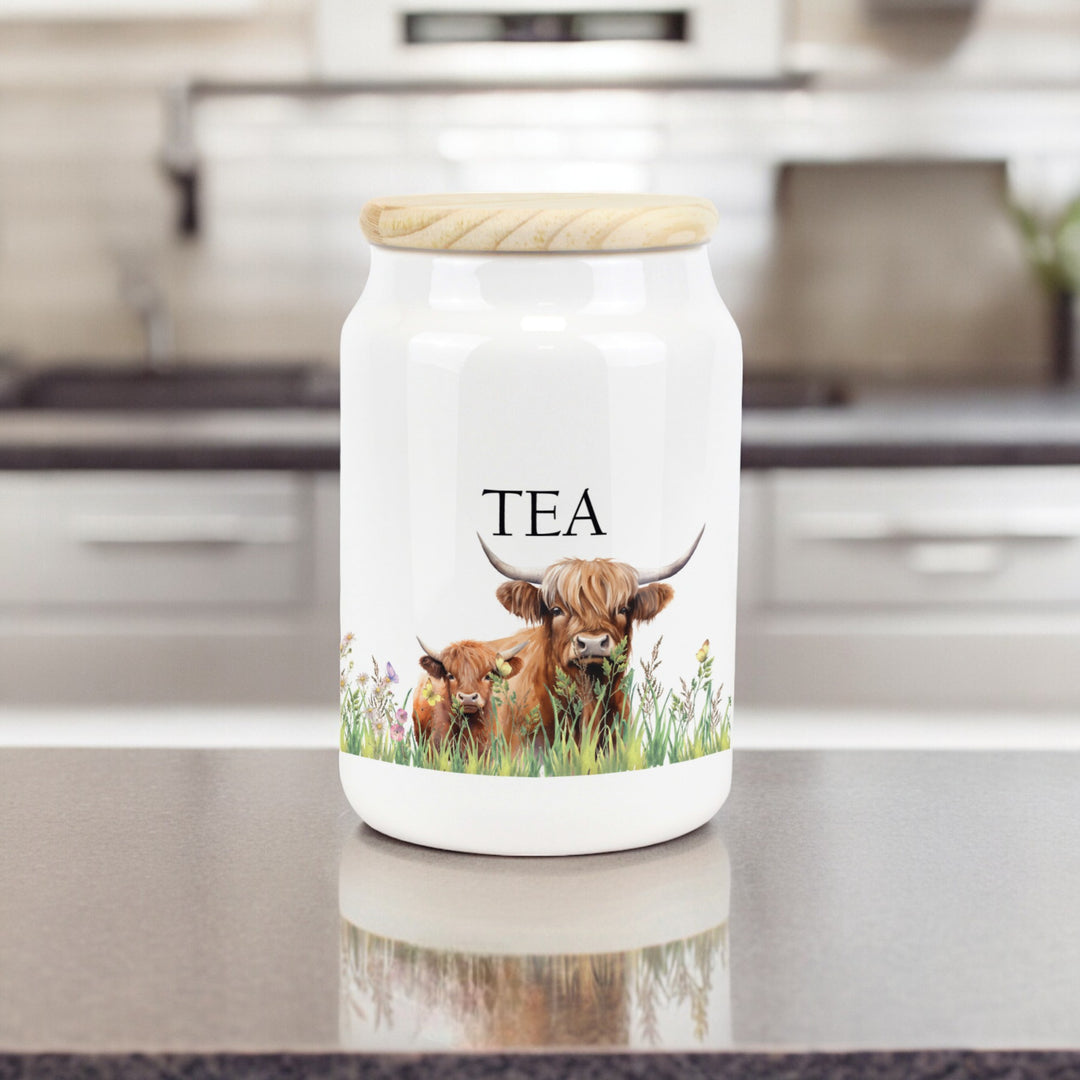 Purely Home Highland Cow & Calf Ceramic Kitchen Canisters