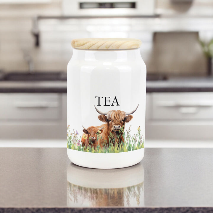 Purely Home Highland Cow & Calf Ceramic Kitchen Canisters