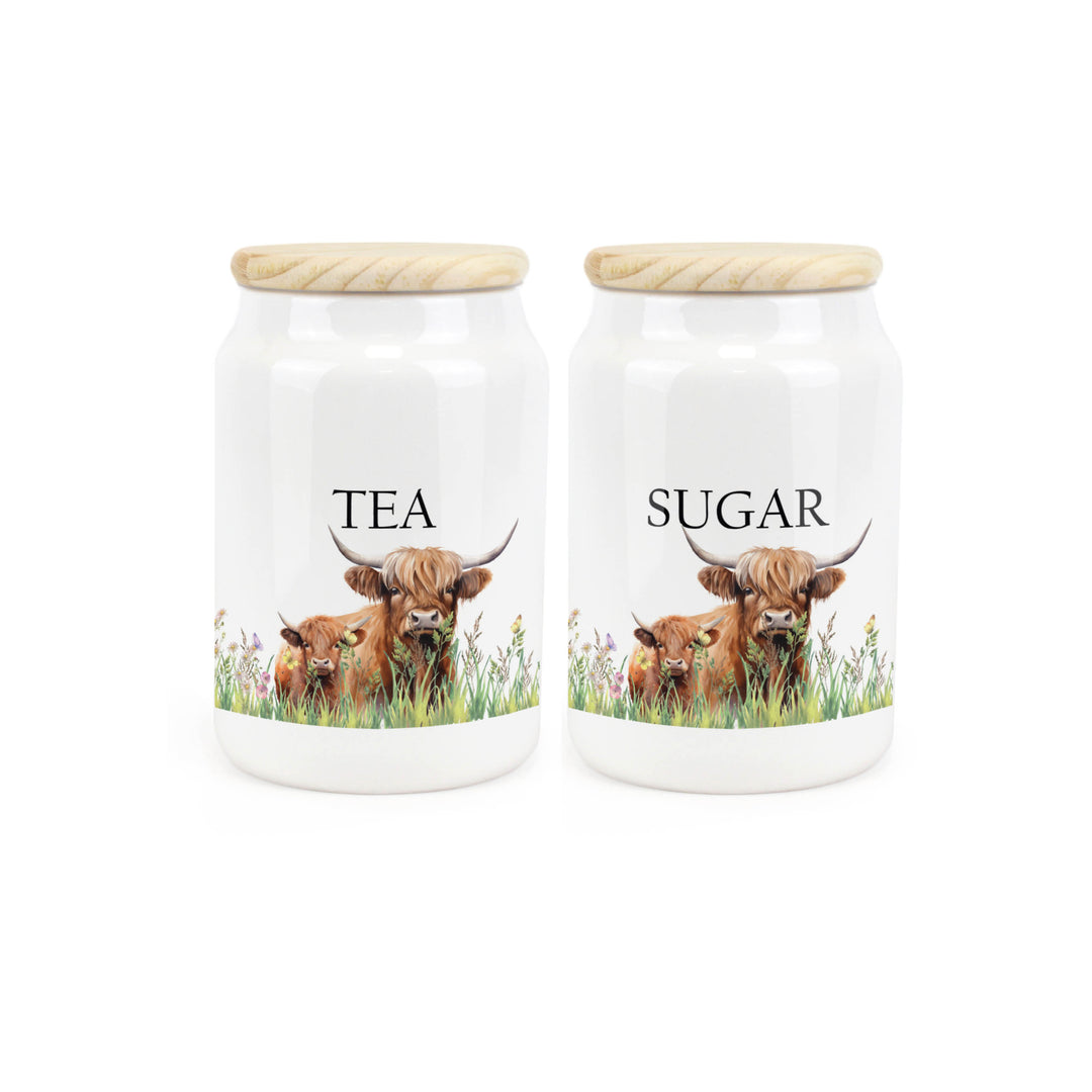 Purely Home Highland Cow & Calf Ceramic Kitchen Canister Sets