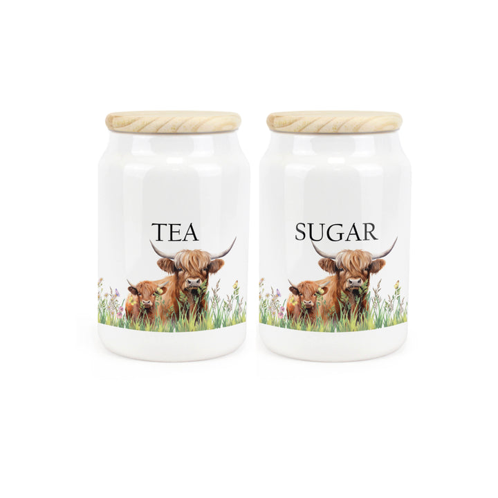 Purely Home Highland Cow & Calf Ceramic Kitchen Canister Sets