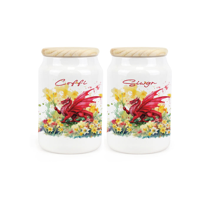 Purely Home Floral Welsh Dragon Ceramic Kitchen Canister Sets