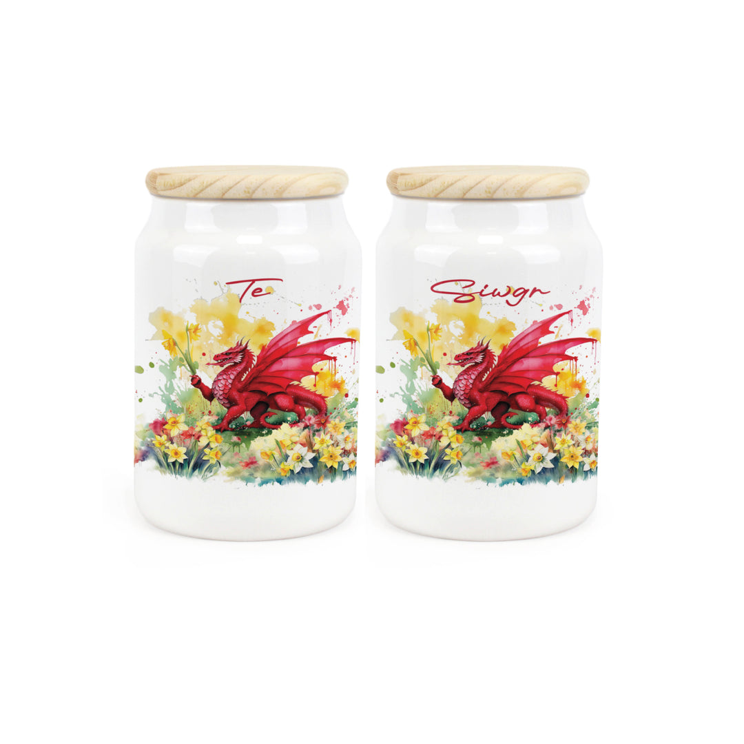 Purely Home Floral Welsh Dragon Ceramic Kitchen Canister Sets