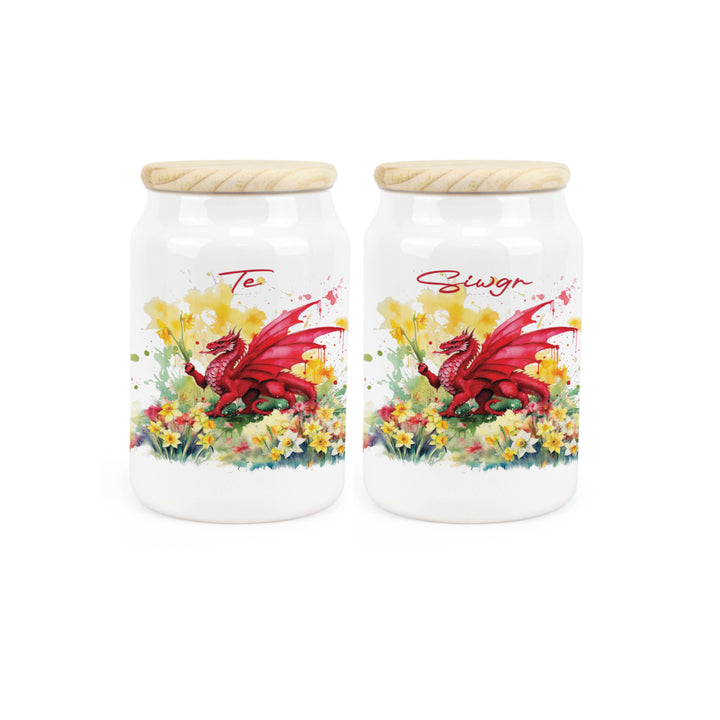 Purely Home Floral Welsh Dragon Ceramic Kitchen Canister Sets