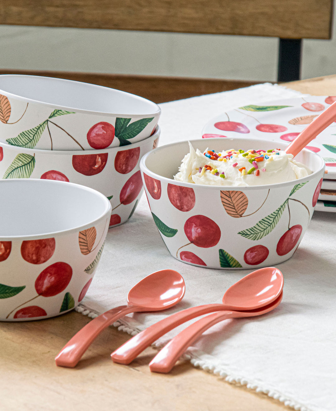 Berries & Cherries Melamine Serving Tray & Bowls Set