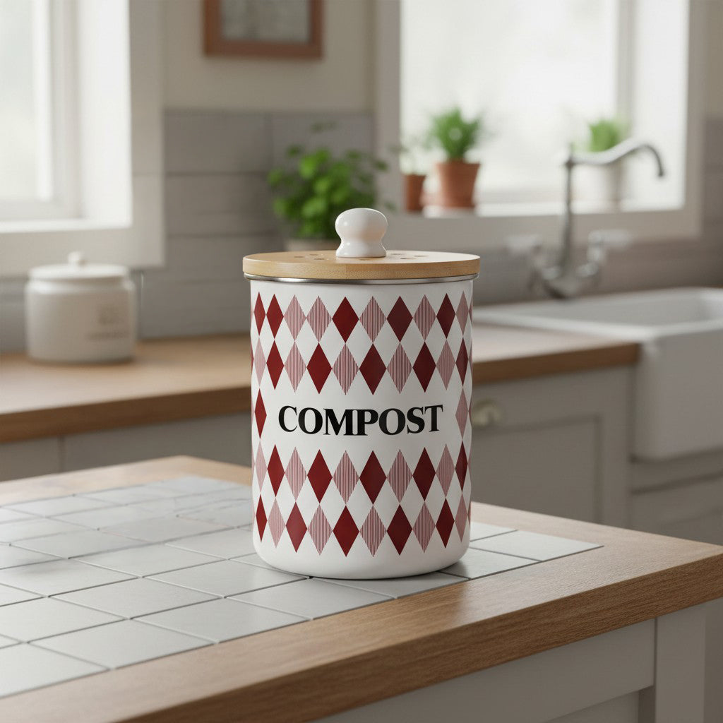 Purely Home Argyle Toller Compost Caddy - Red