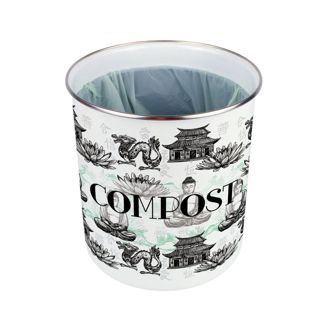 Purely Home Asian Scenery Toller Compost Caddy