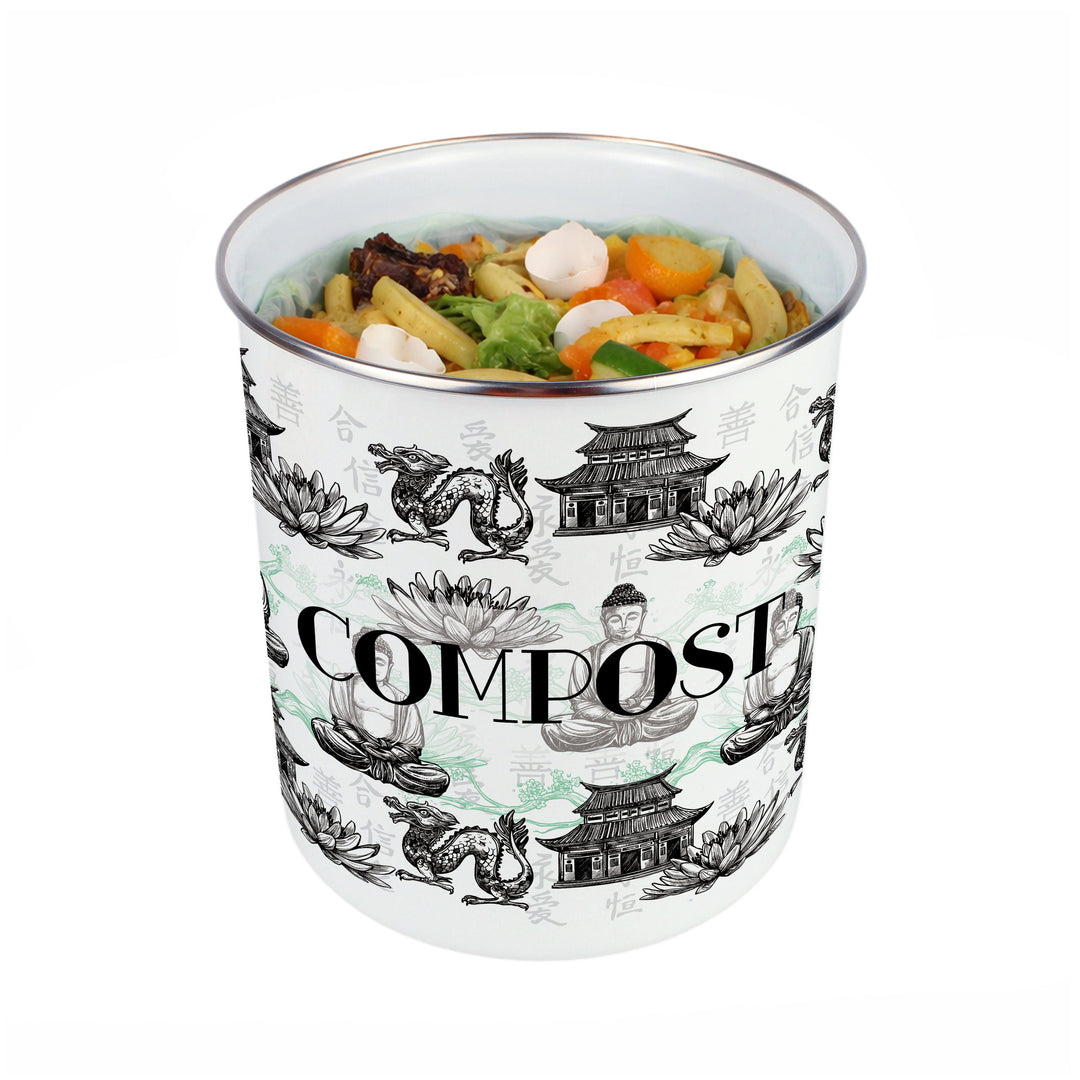 Purely Home Asian Scenery Toller Compost Caddy