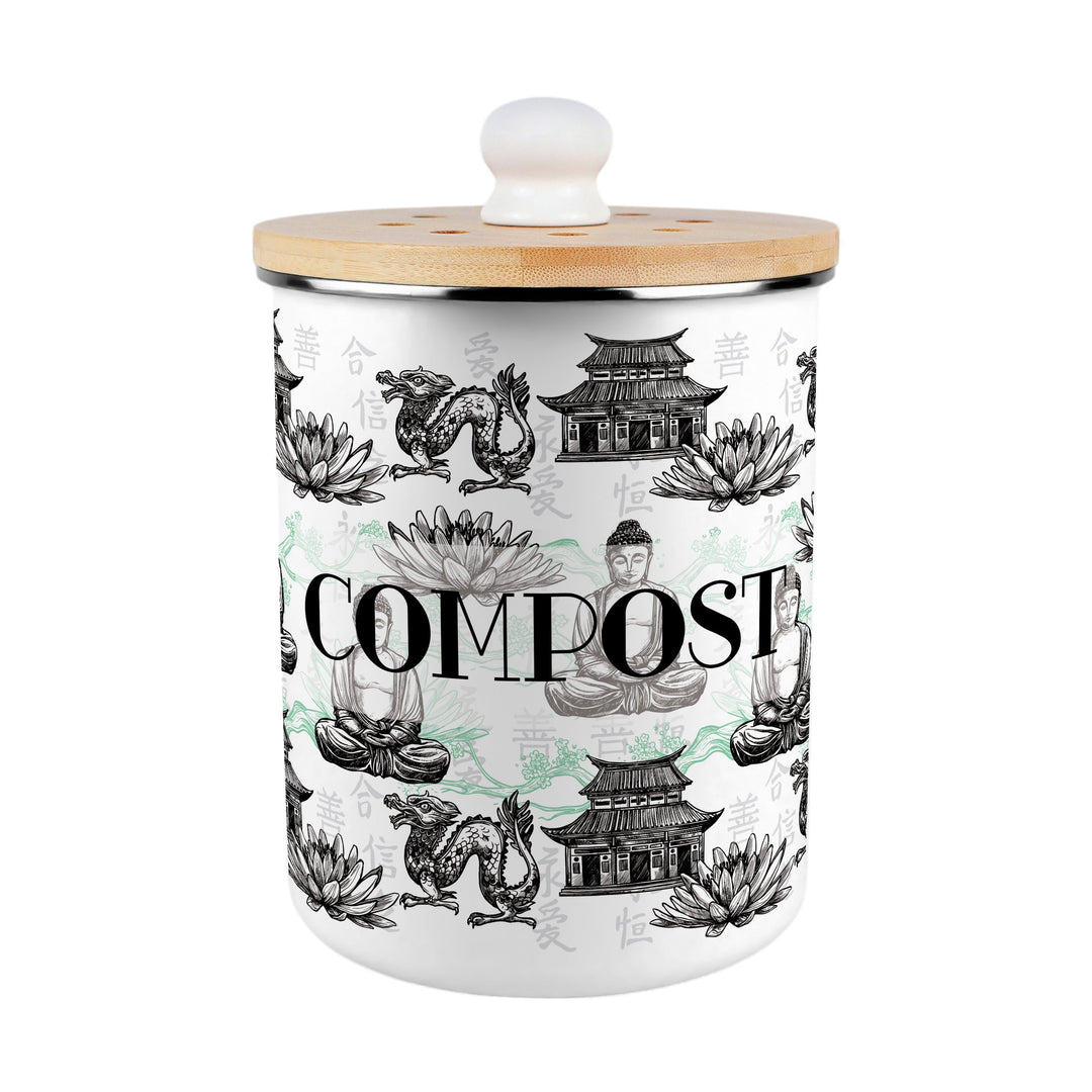 Purely Home Asian Scenery Toller Compost Caddy