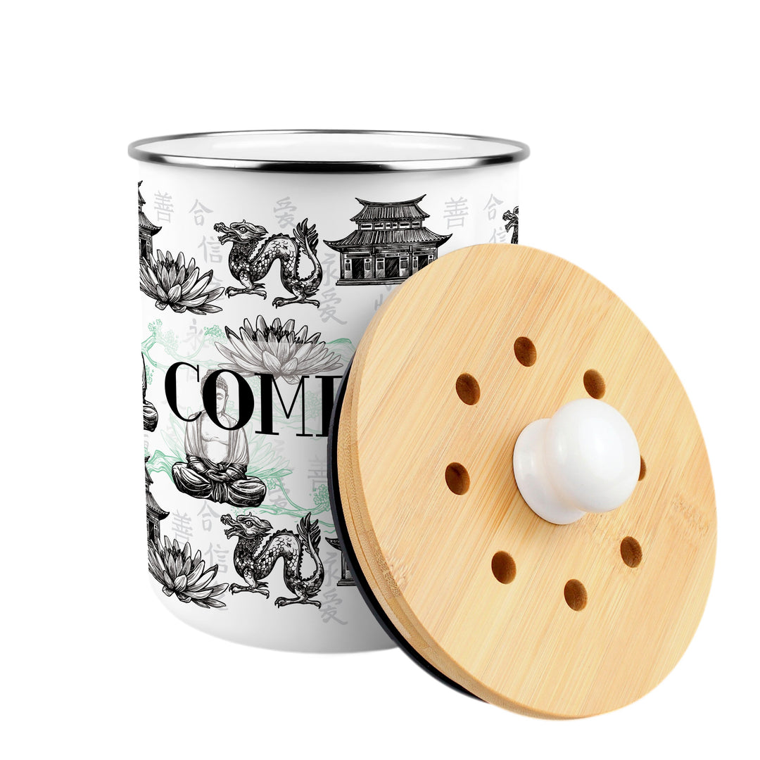 Purely Home Asian Scenery Toller Compost Caddy