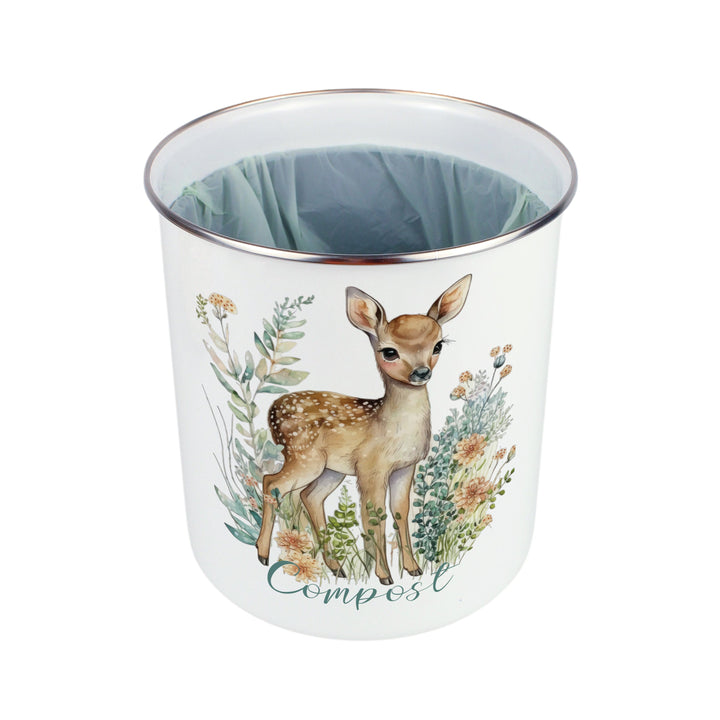 Purely Home Floral Deer Toller Compost Caddy