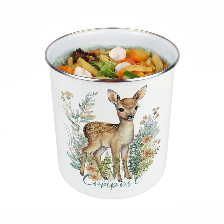Purely Home Floral Deer Toller Compost Caddy