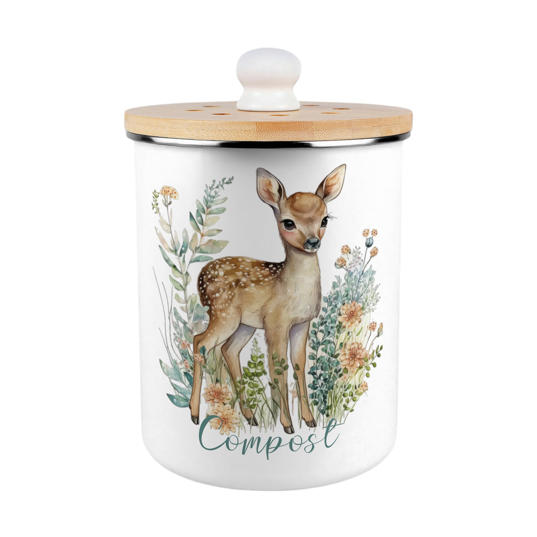 Purely Home Floral Deer Toller Compost Caddy