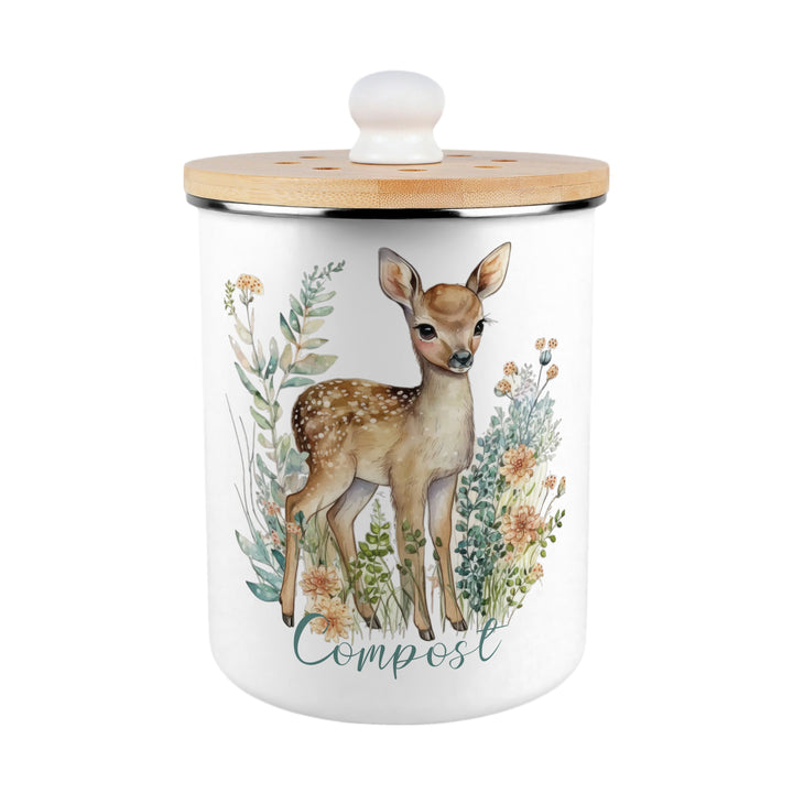 Purely Home Floral Deer Toller Compost Caddy