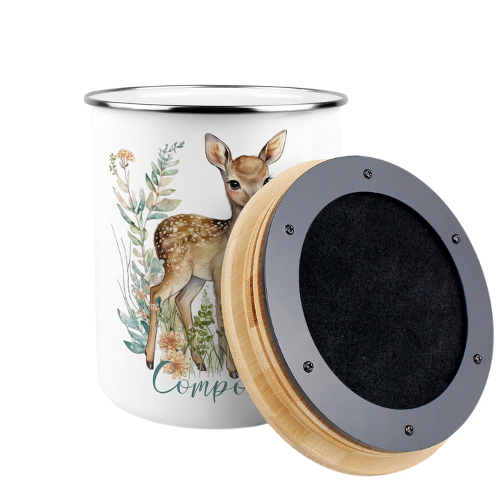 Purely Home Floral Deer Toller Compost Caddy
