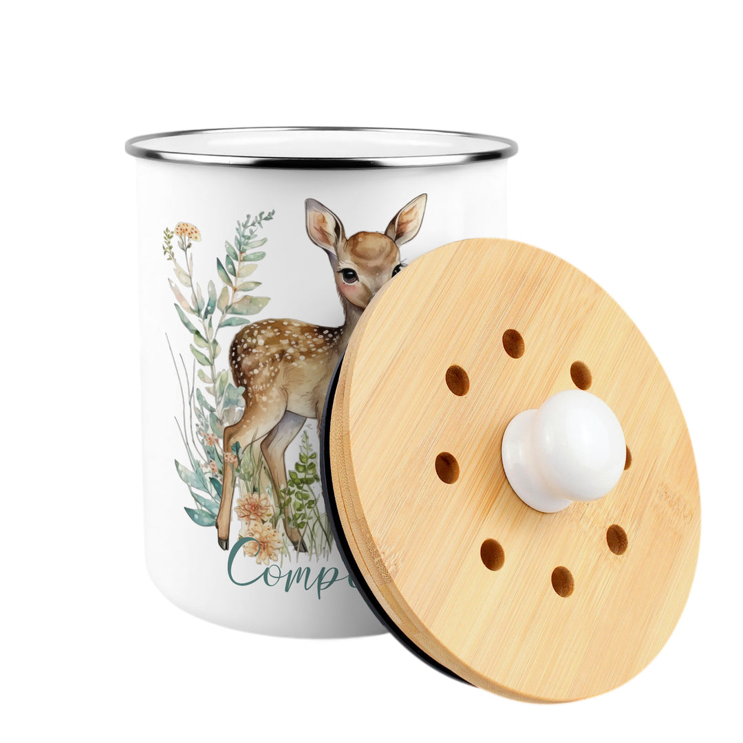 Purely Home Floral Deer Toller Compost Caddy