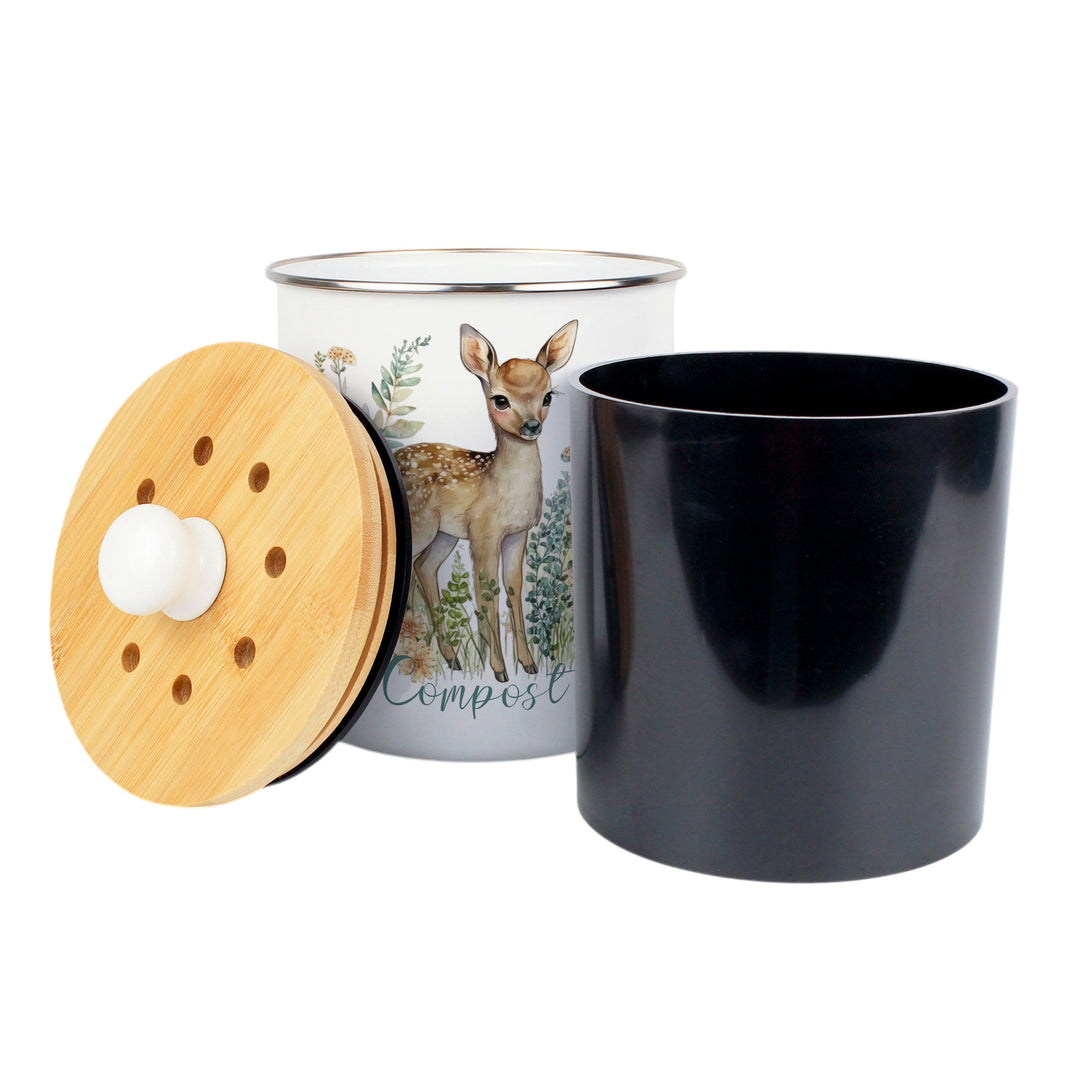 Purely Home Floral Deer Toller Compost Caddy