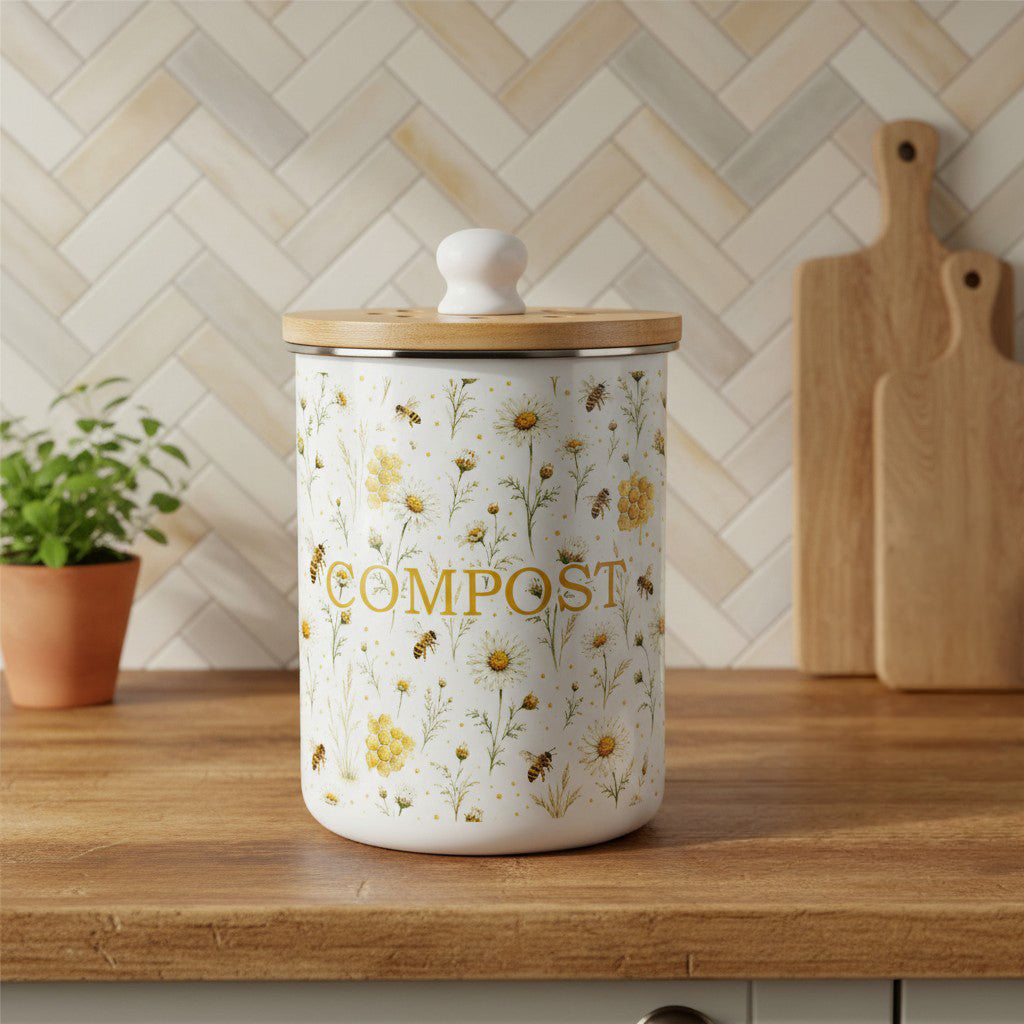 Purely Home Bee Meadow Toller Compost Caddy