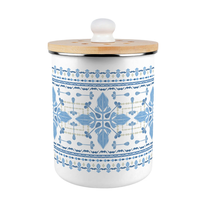 Purely Home Blue Folk Tile Toller Compost Caddy