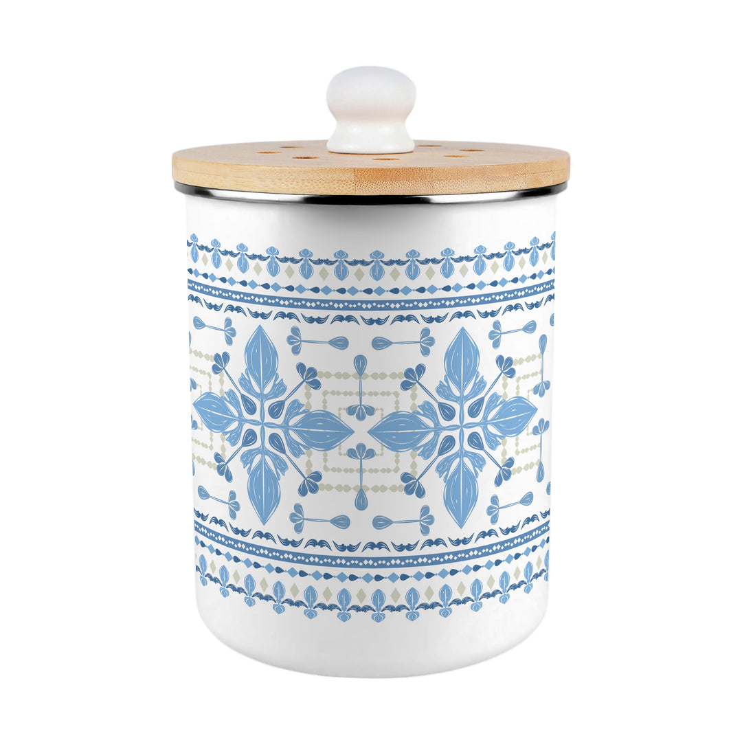 Purely Home Blue Folk Tile Toller Compost Caddy