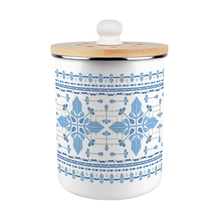 Purely Home Blue Folk Tile Toller Compost Caddy