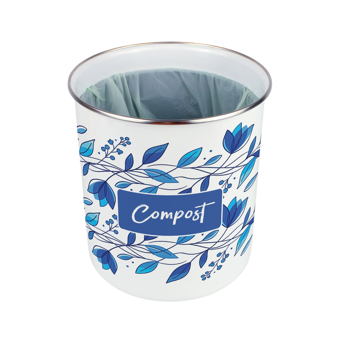 Purely Home Blue Petals Toller Compost Caddy