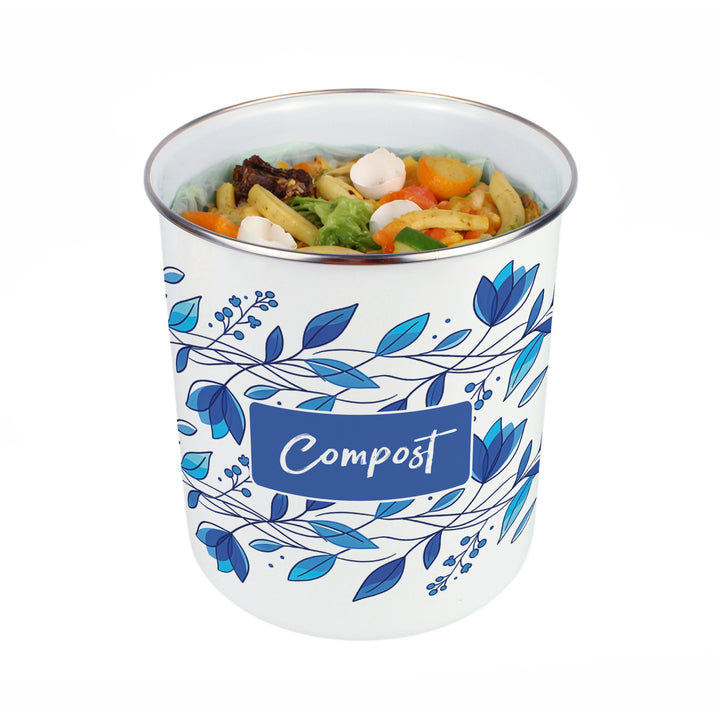 Purely Home Blue Petals Toller Compost Caddy