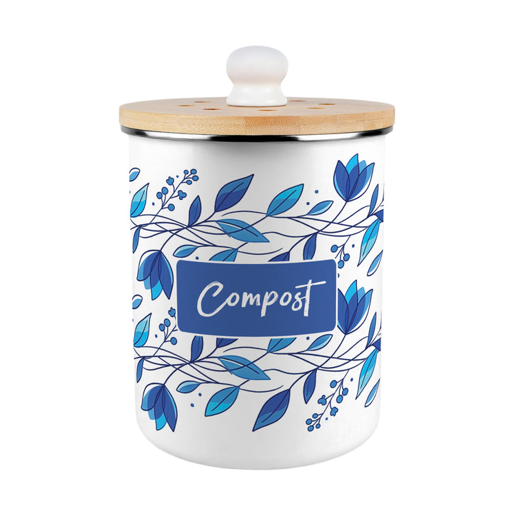 Purely Home Blue Petals Toller Compost Caddy