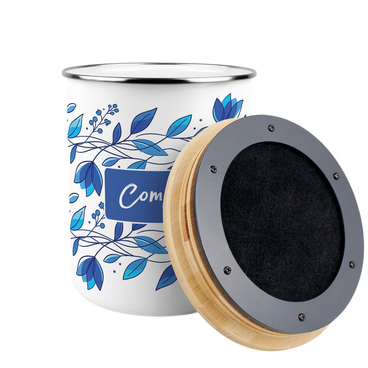 Purely Home Blue Petals Toller Compost Caddy