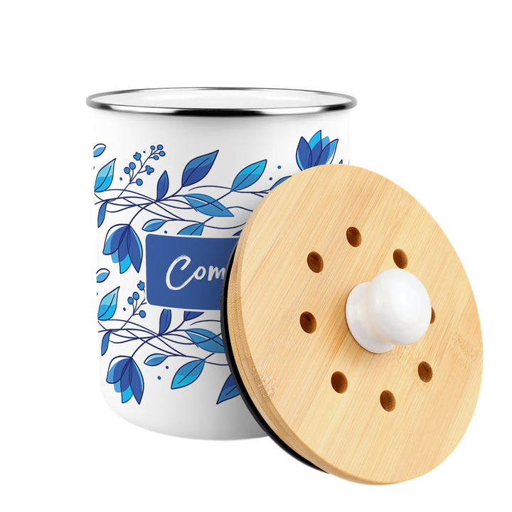 Purely Home Blue Petals Toller Compost Caddy