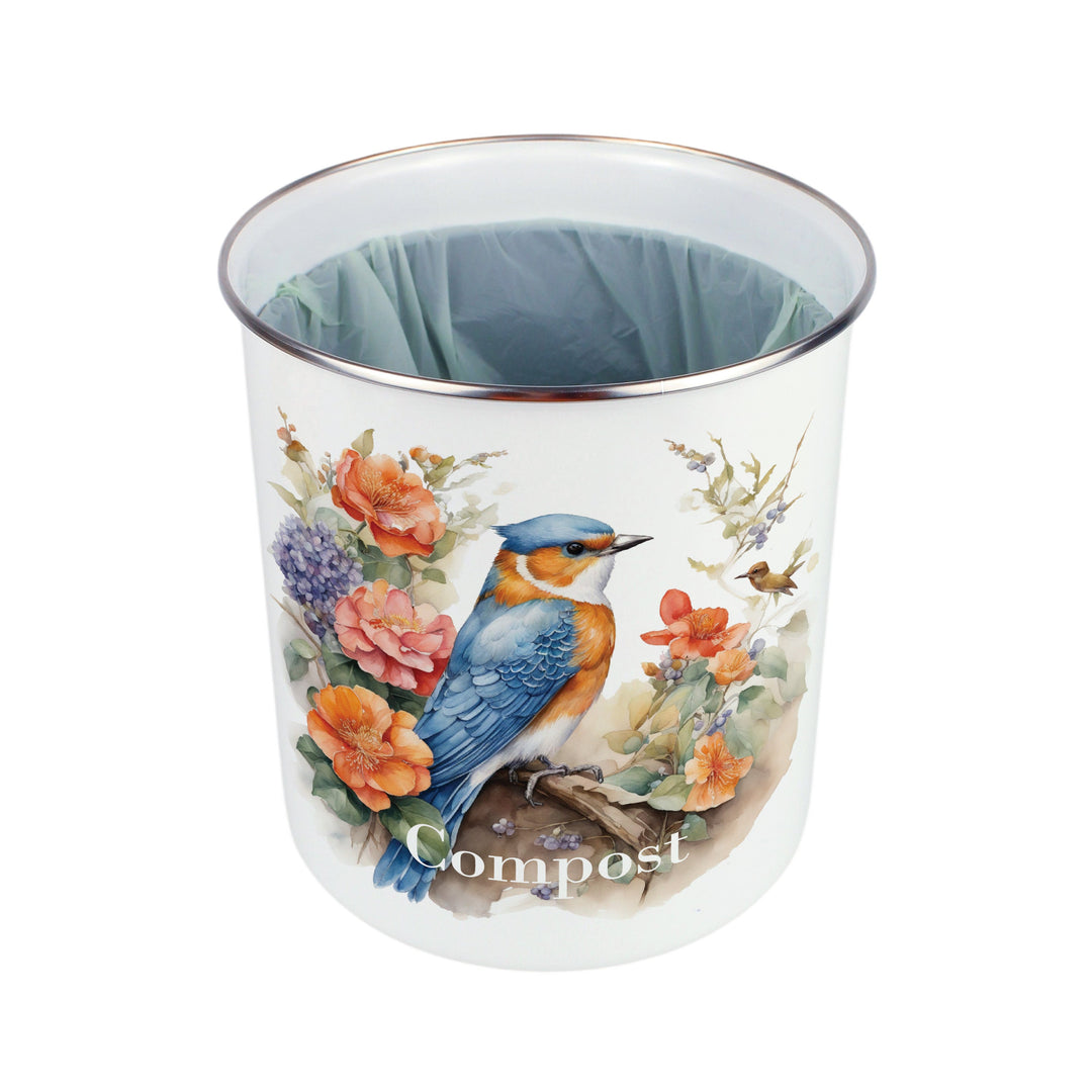 Purely Home Blue & Orange Bird Toller Compost Caddy
