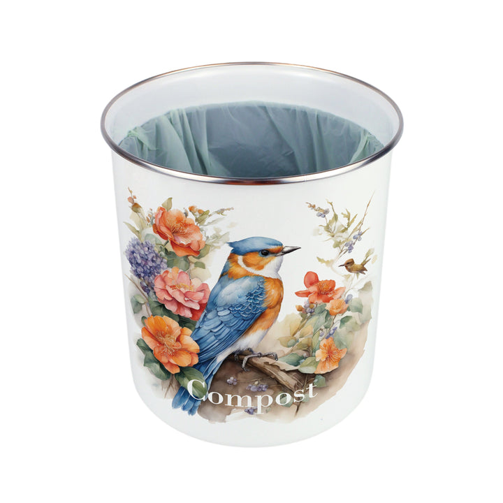 Purely Home Blue & Orange Bird Toller Compost Caddy