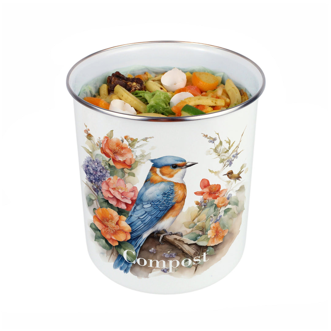 Purely Home Blue & Orange Bird Toller Compost Caddy