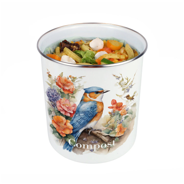 Purely Home Blue & Orange Bird Toller Compost Caddy