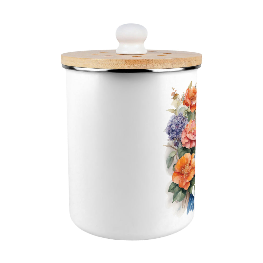 Purely Home Blue & Orange Bird Toller Compost Caddy