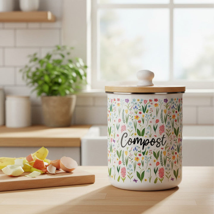 Purely Home Spring Flowers Toller Compost Caddy