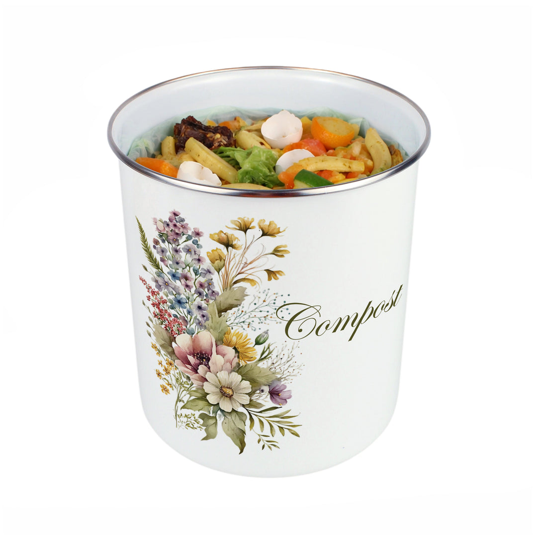 Purely Home Flower Bouquet Toller Compost Caddy