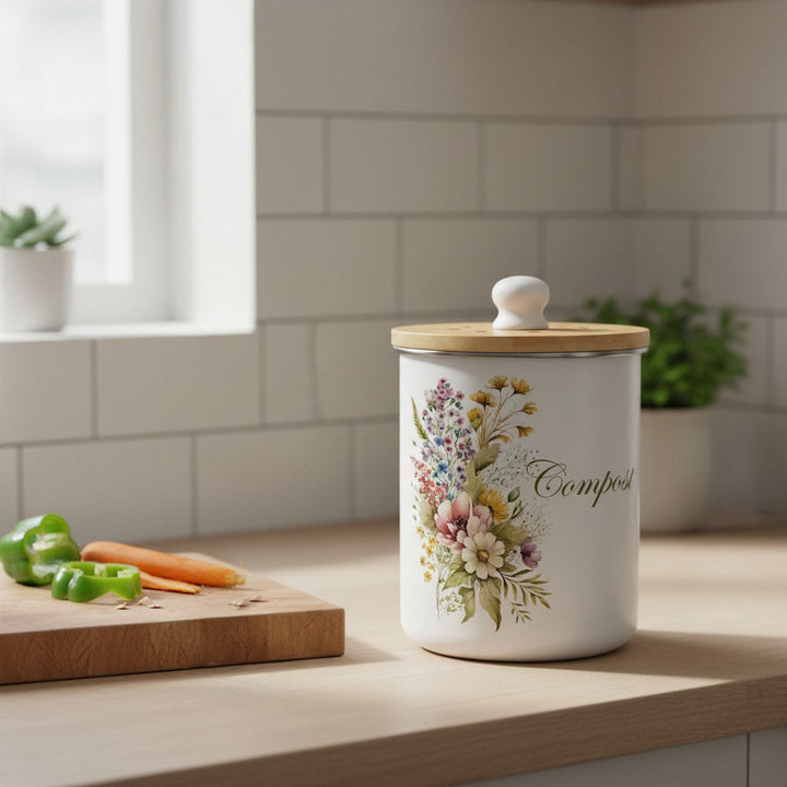 Purely Home Flower Bouquet Toller Compost Caddy