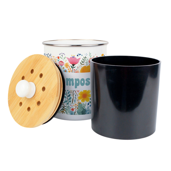 Purely Home Bright Floral Toller Compost Caddy
