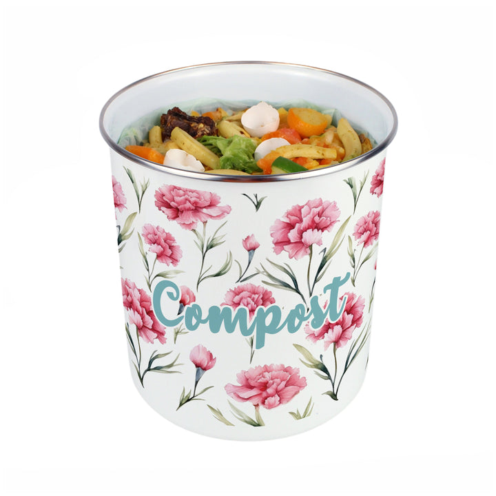 Purely Home Pink Carnations Toller Compost Caddy