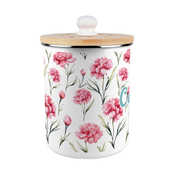 Purely Home Pink Carnations Toller Compost Caddy