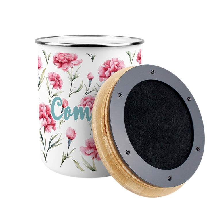 Purely Home Pink Carnations Toller Compost Caddy