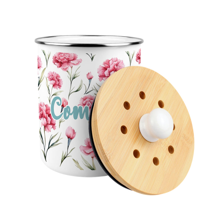 Purely Home Pink Carnations Toller Compost Caddy