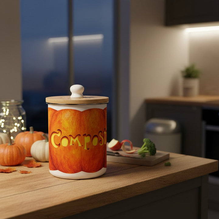 Purely Home Carved Pumpkins Toller Compost Caddy