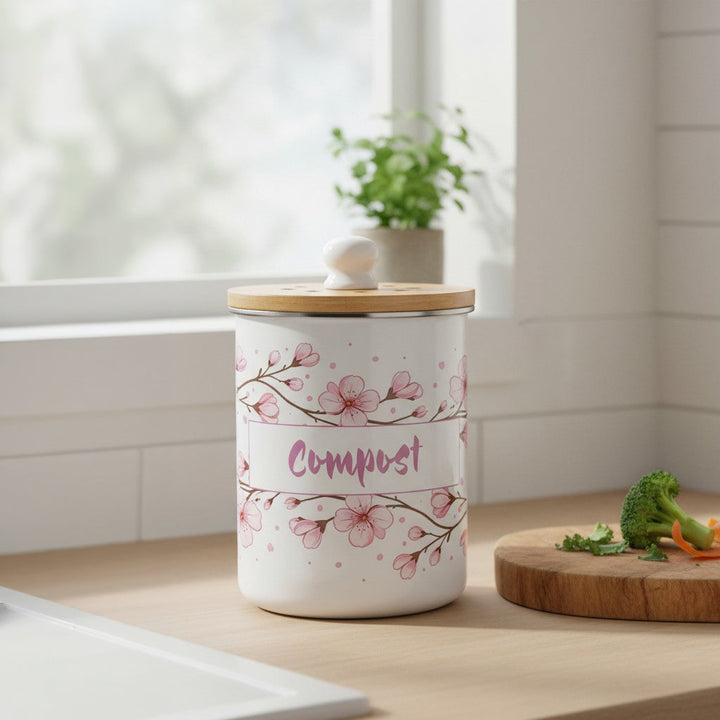 Purely Home Cherry Blossoms Toller Compost Caddy