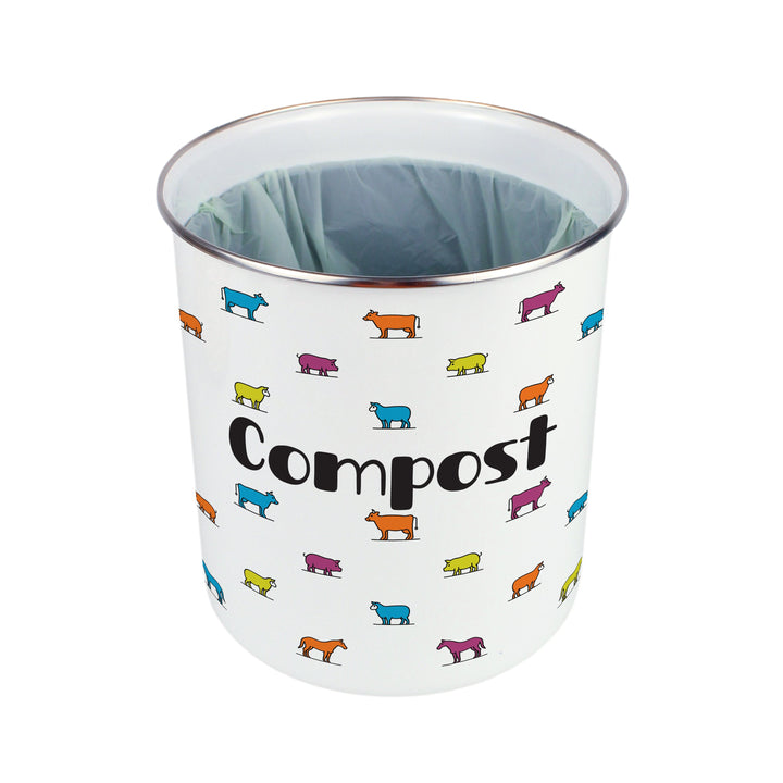 Purely Home Colourful Farm Animals Toller Compost Caddy