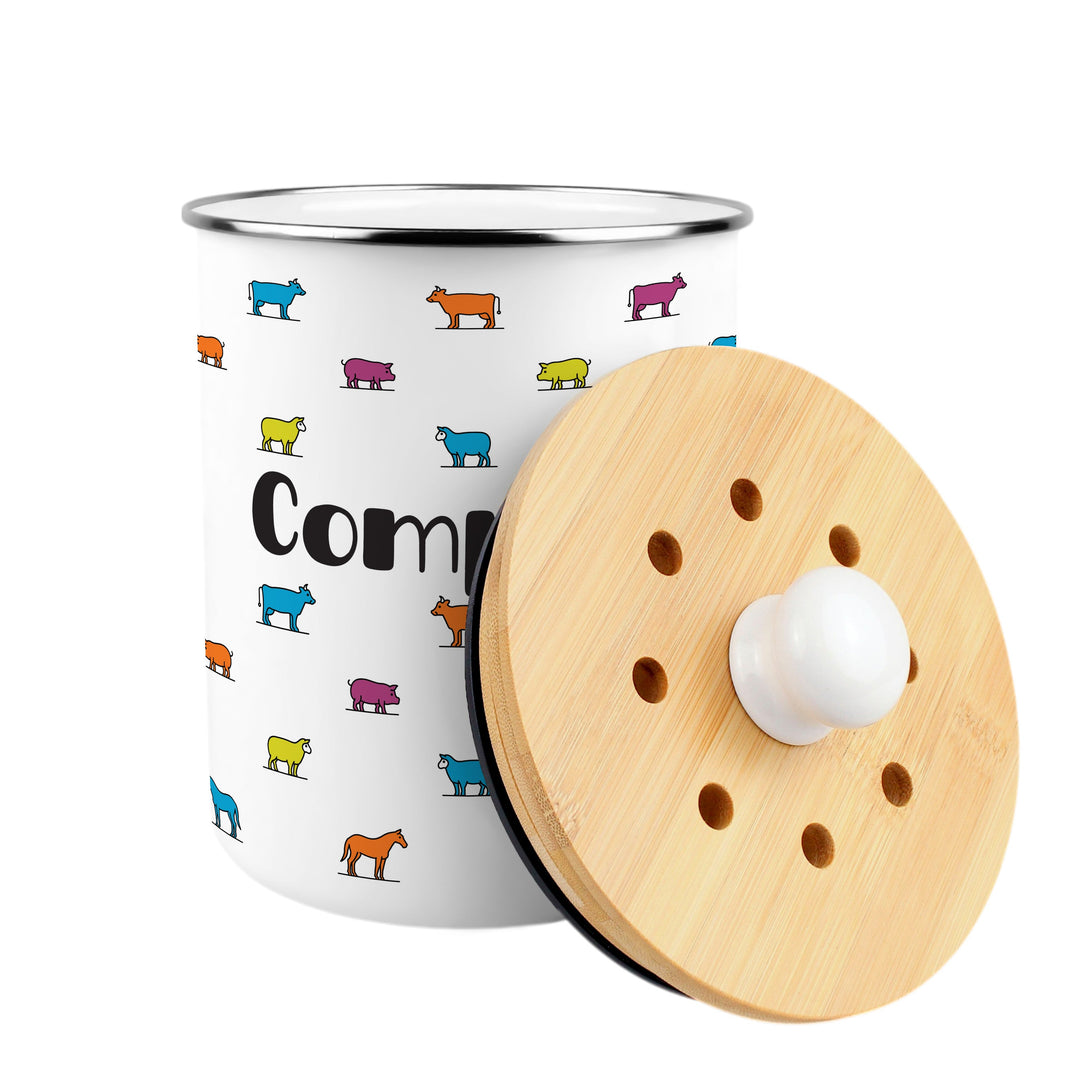 Purely Home Colourful Farm Animals Toller Compost Caddy