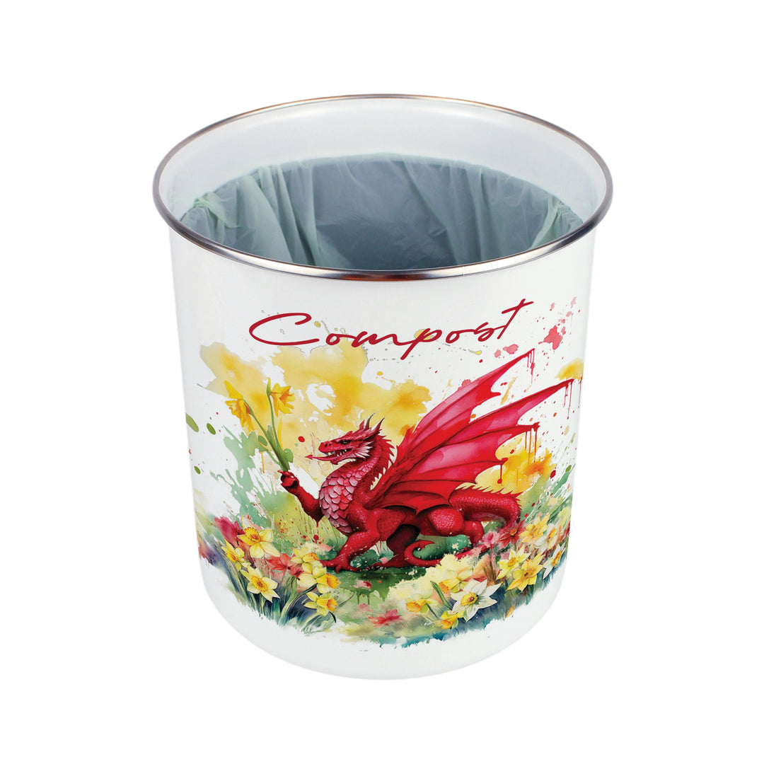 Purely Home Floral Welsh Dragon Toller Compost Caddy