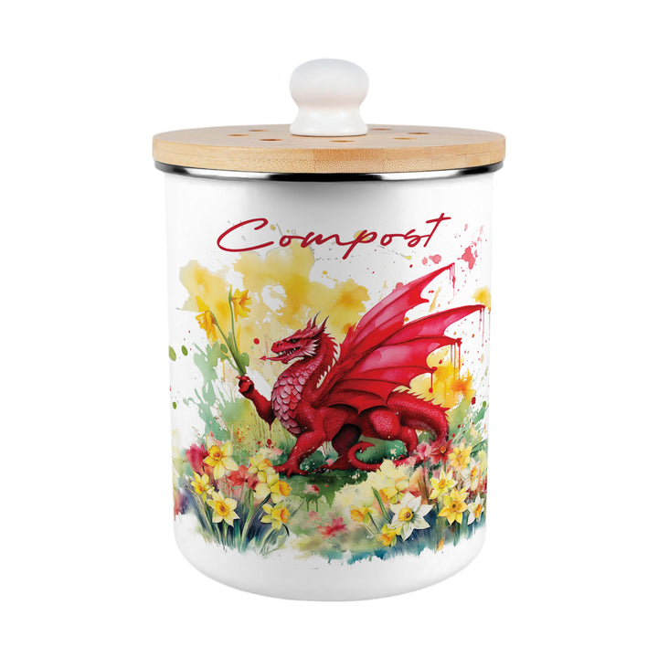 Purely Home Floral Welsh Dragon Toller Compost Caddy