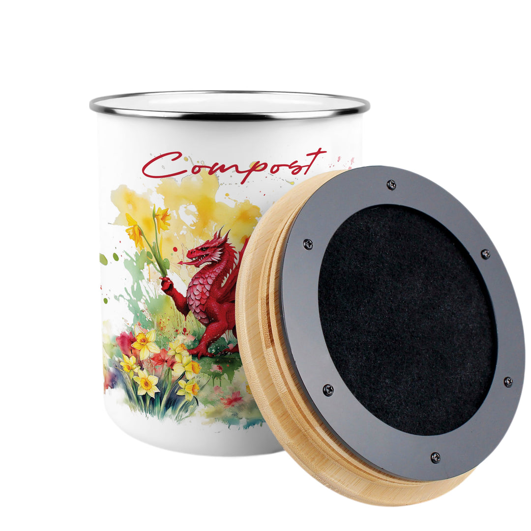 Purely Home Floral Welsh Dragon Toller Compost Caddy