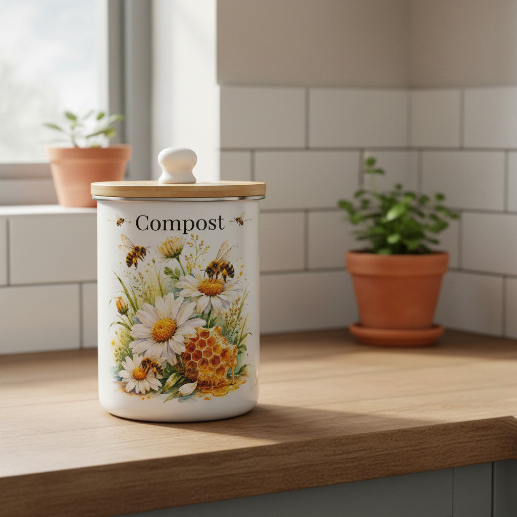 Purely Home Daisy Bees Toller Compost Caddy